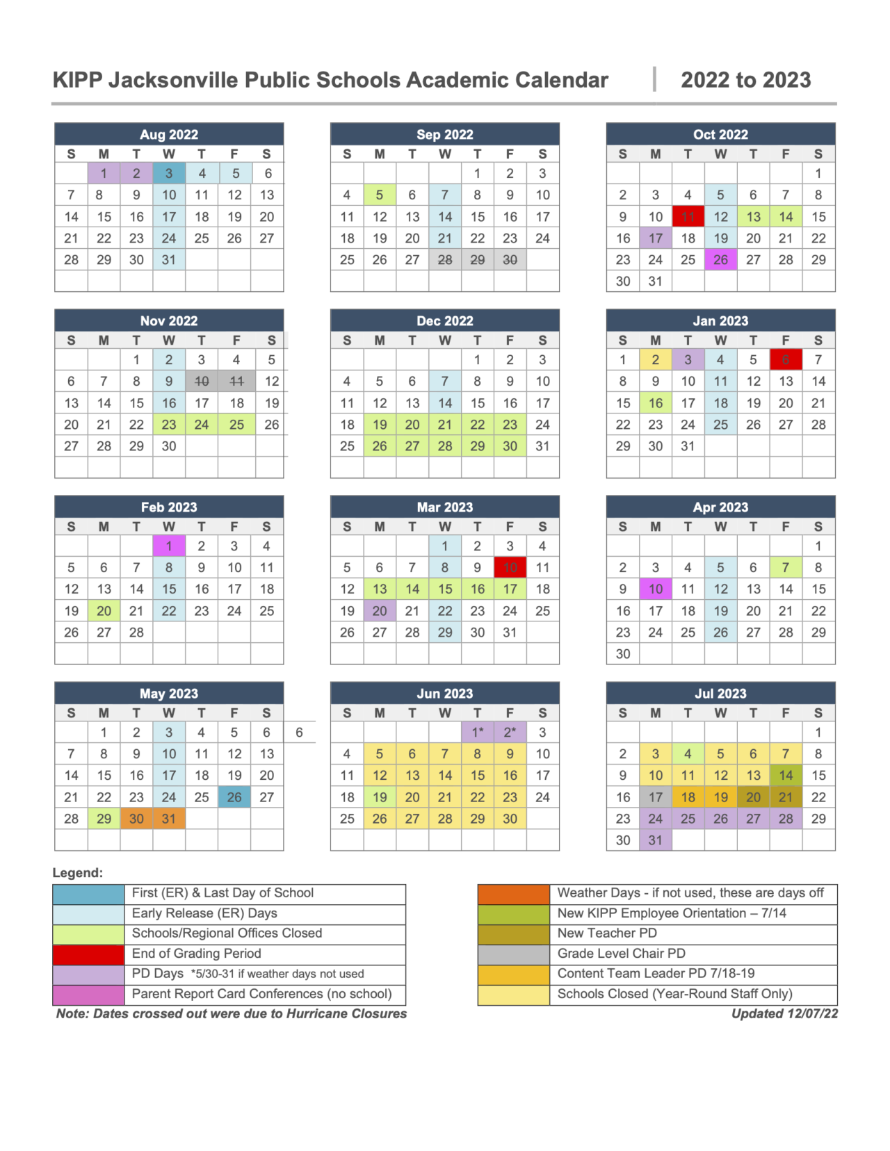Kipp Explore Calendar