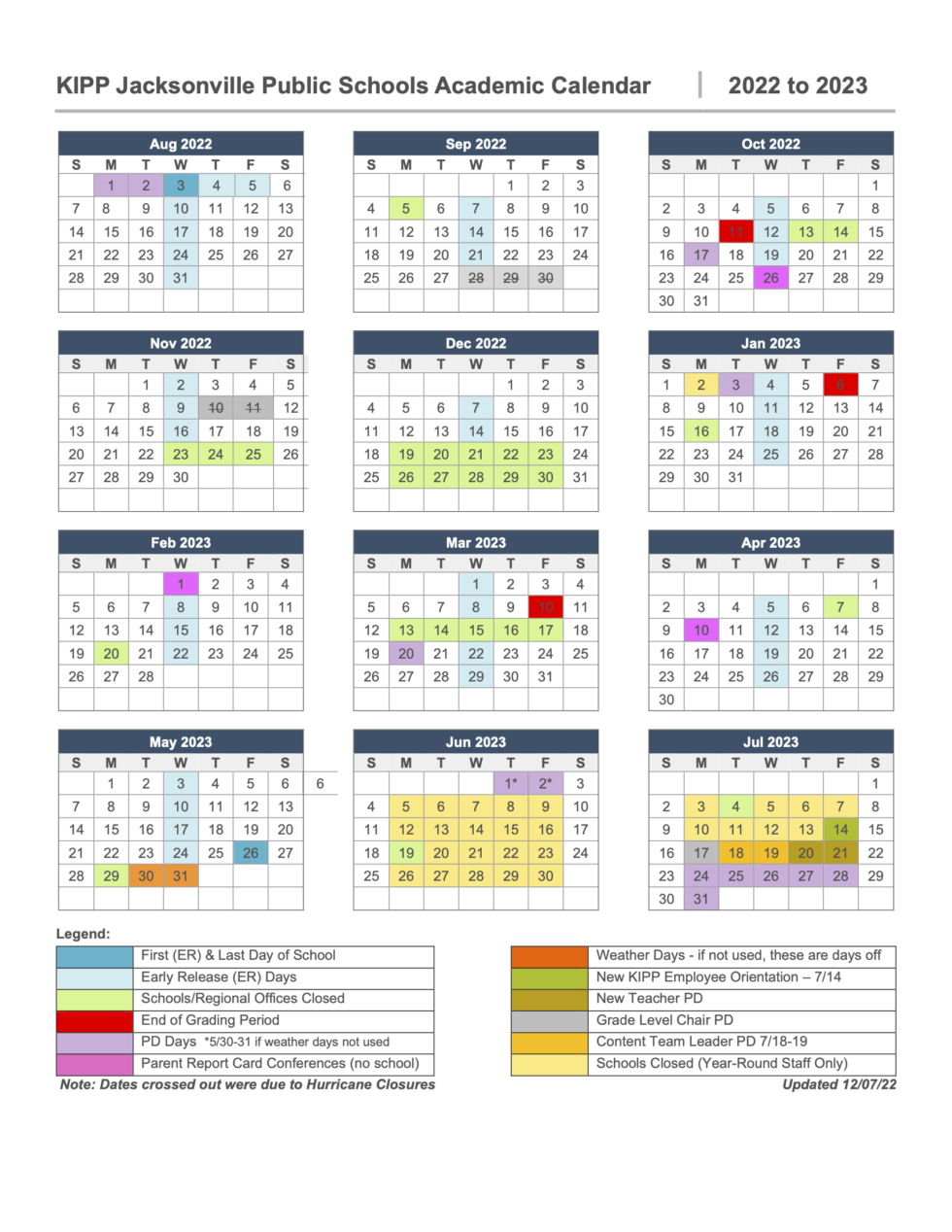School Calendar KIPP Jacksonville Public Schools