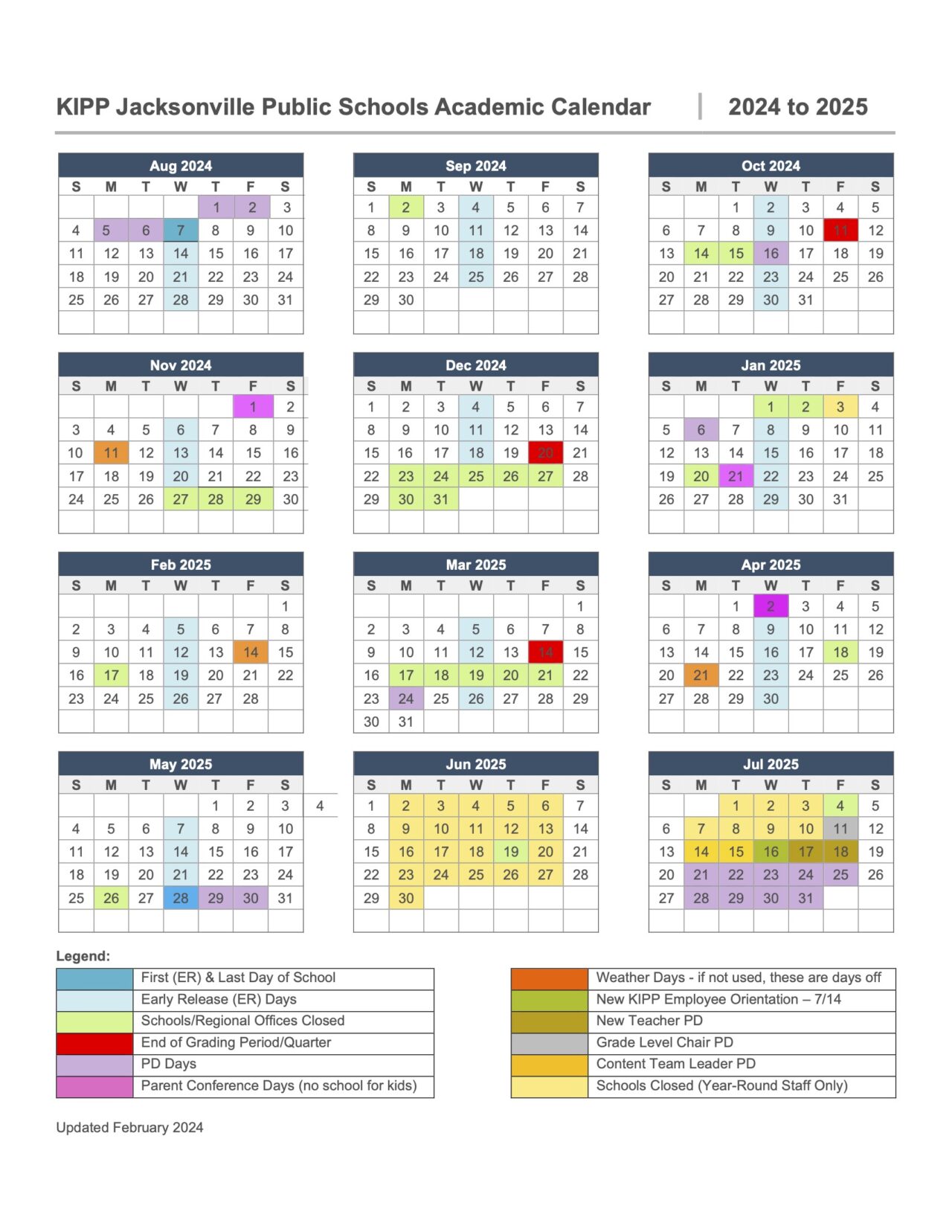 School Calendar KIPP Jacksonville Public Schools